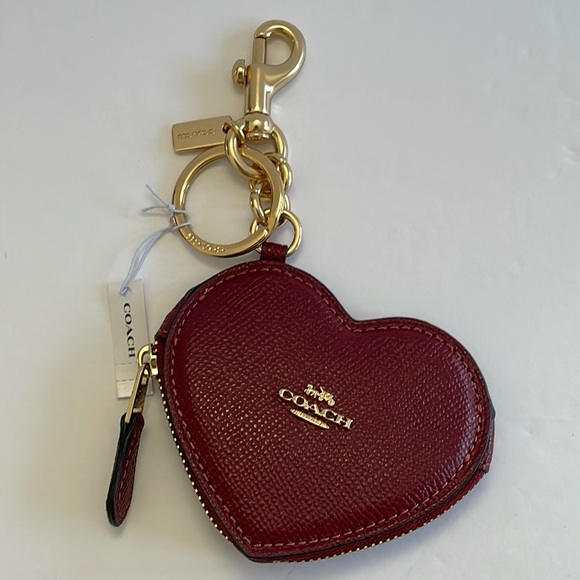 Coach Handbags - NWT Coach Heart Bag Charm | Purse Gold Dark Ruby